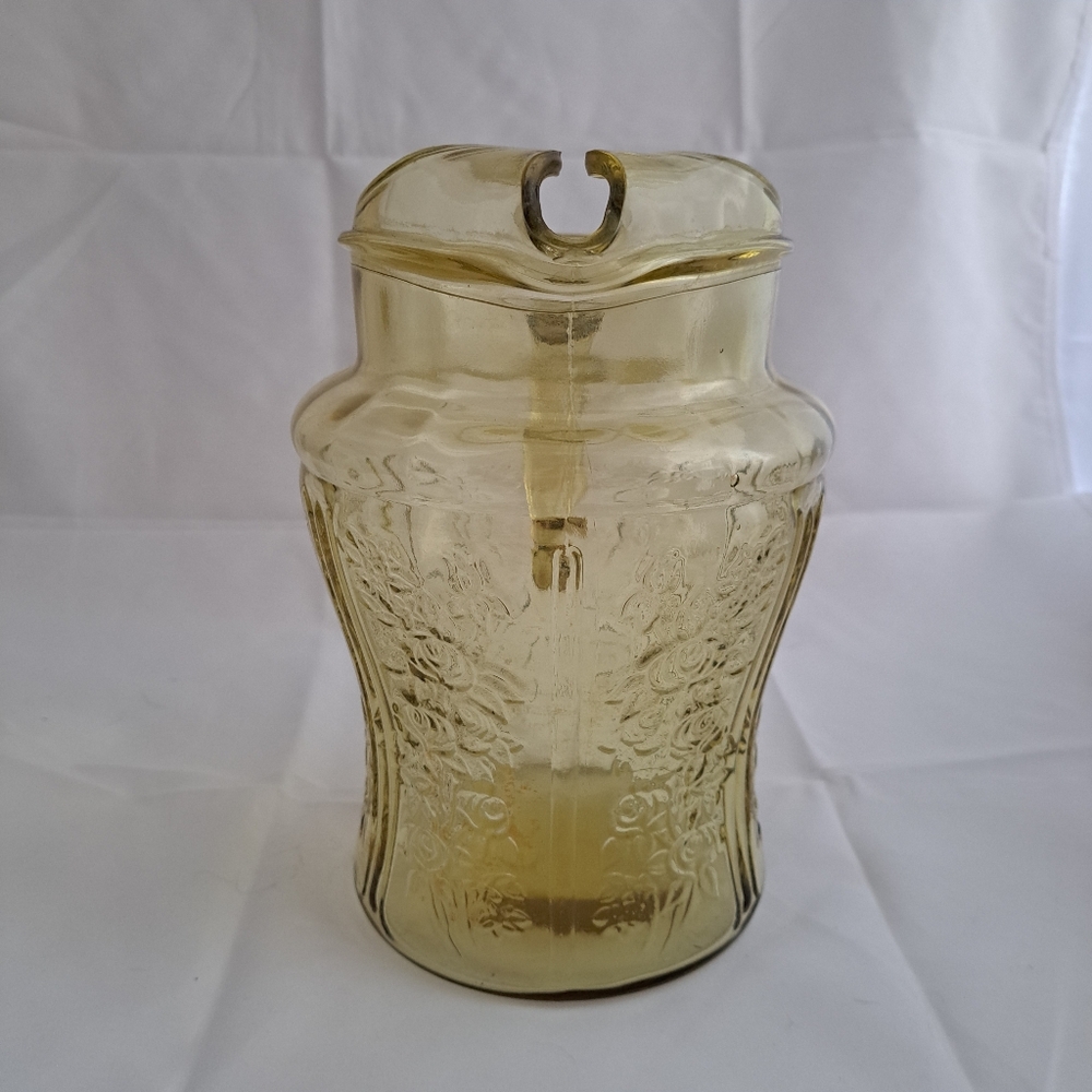 Vintage Federal Glass Sharon Cabbage Rose Pitcher - Picture 3 of 8